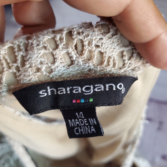 Sharagano Lace Maxi Dress Halter Sleeveless Beachy Summer Bohemian in Bone Sz 14 - Picture 9 of 13